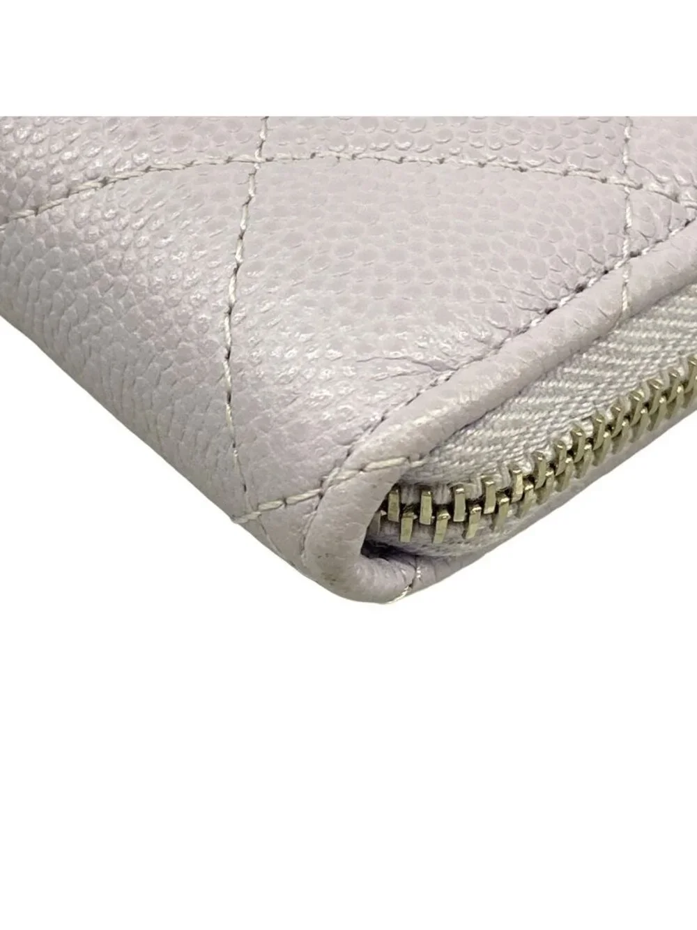 Chanel Coin Purse Quilted Light Purple L-shaped Zipper Silver